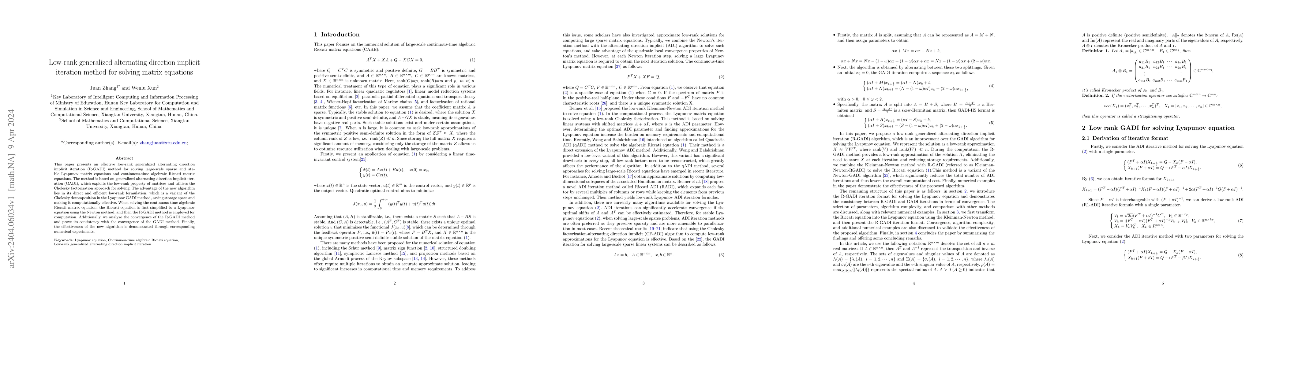 Thumbnail for Low-rank generalized alternating direction implicit iteration method for
  solving matrix equations