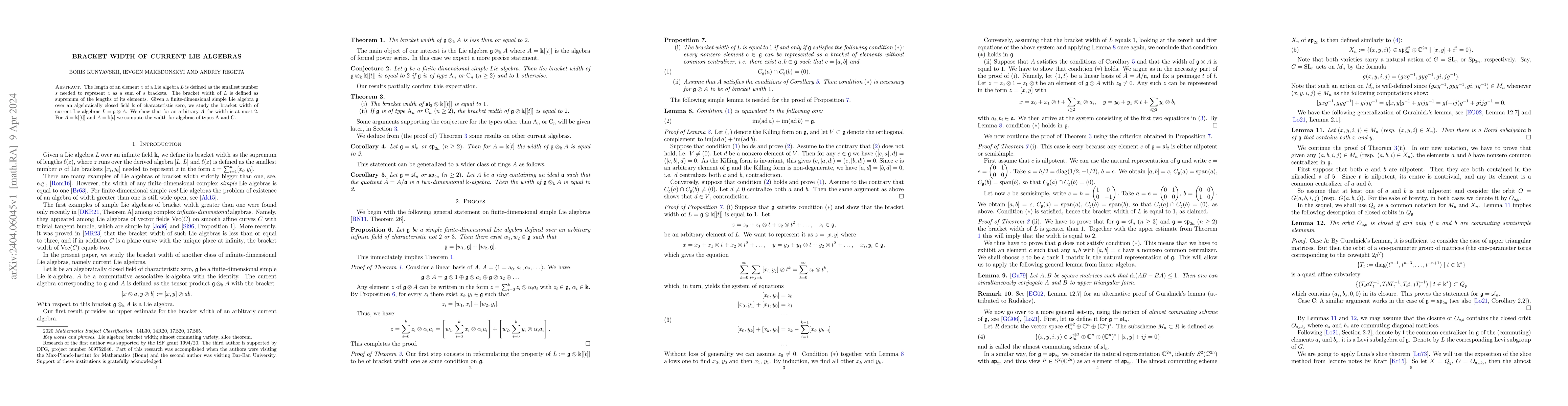 Thumbnail for Bracket width of current Lie algebras