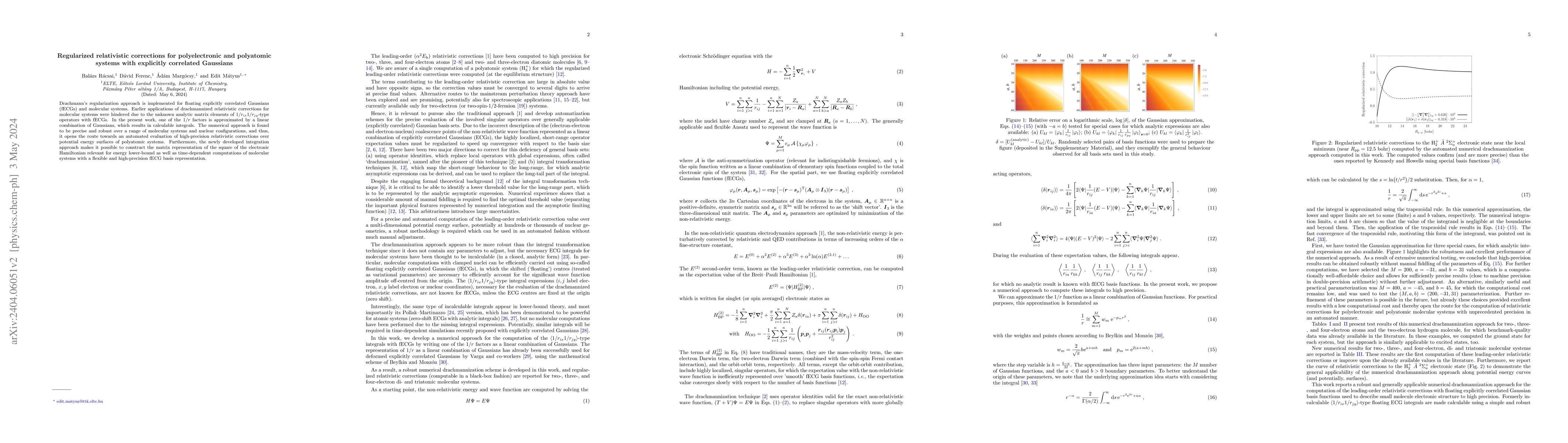 Thumbnail for Regularized relativistic corrections for polyelectronic and polyatomic
  systems with explicitly correlated Gaussians