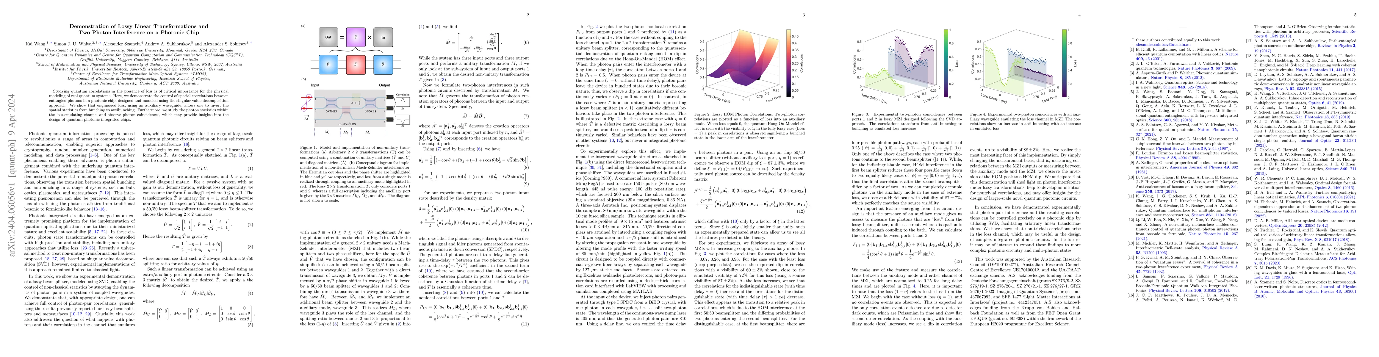 Thumbnail for Demonstration of Lossy Linear Transformations and Two-Photon
  Interference on a Photonic Chip