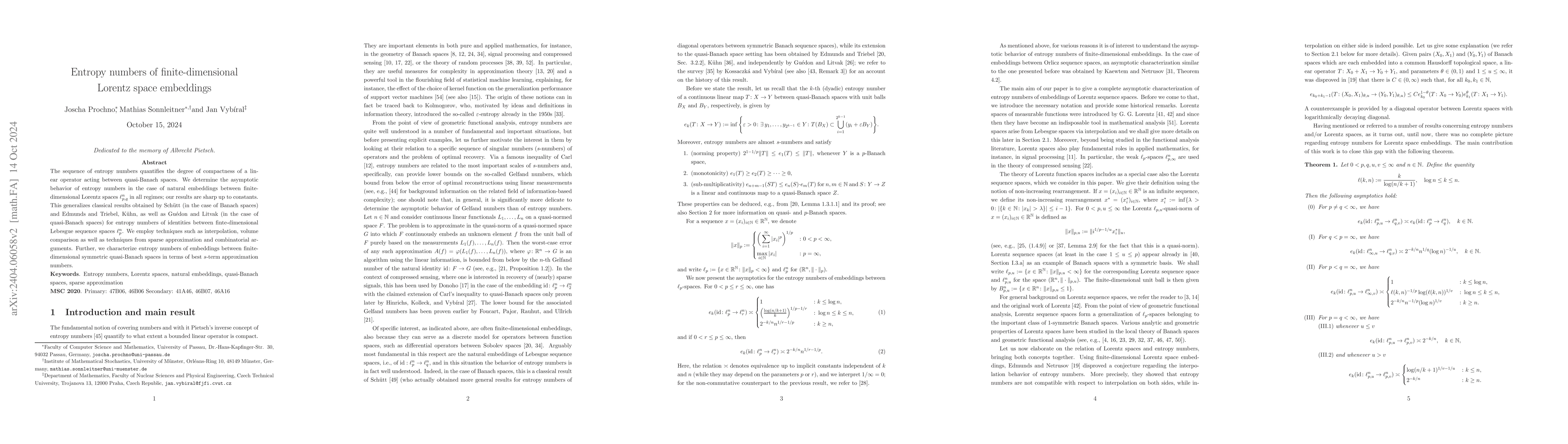 Thumbnail for Entropy numbers of finite-dimensional Lorentz space embeddings