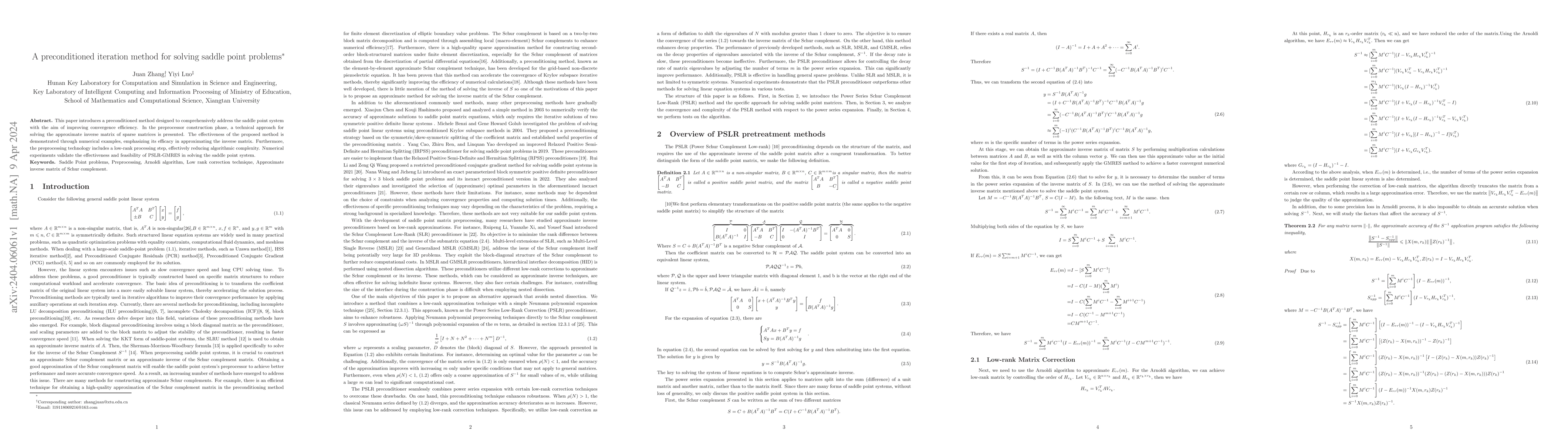 Thumbnail for A preconditioned iteration method for solving saddle point problems