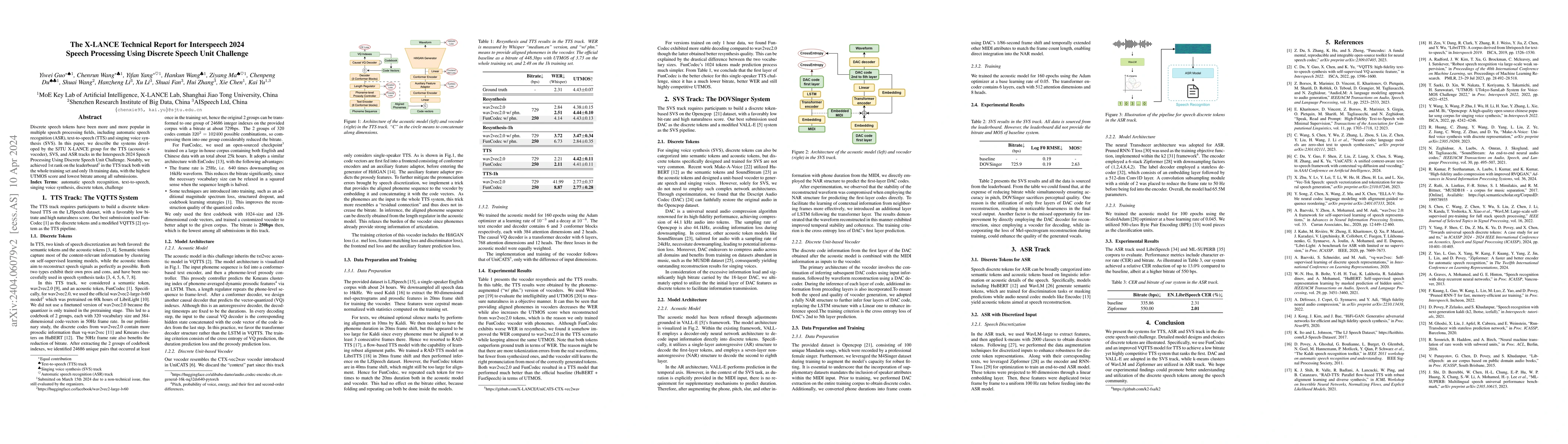 Thumbnail for The X-LANCE Technical Report for Interspeech 2024 Speech Processing
  Using Discrete Speech Unit Challenge