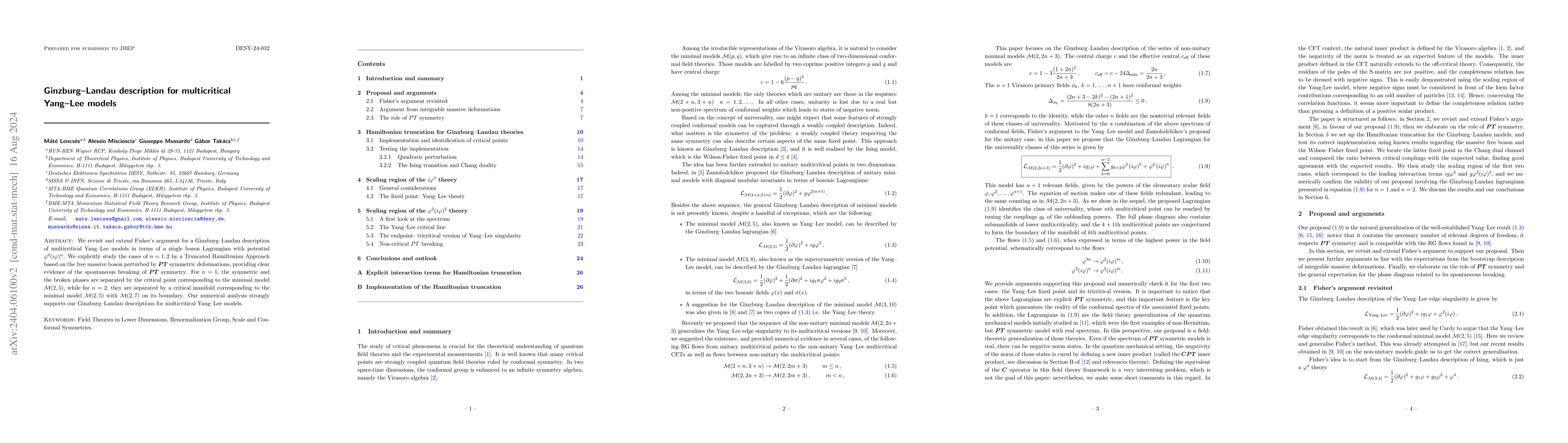 Thumbnail for Ginzburg-Landau description for multicritical Yang-Lee models