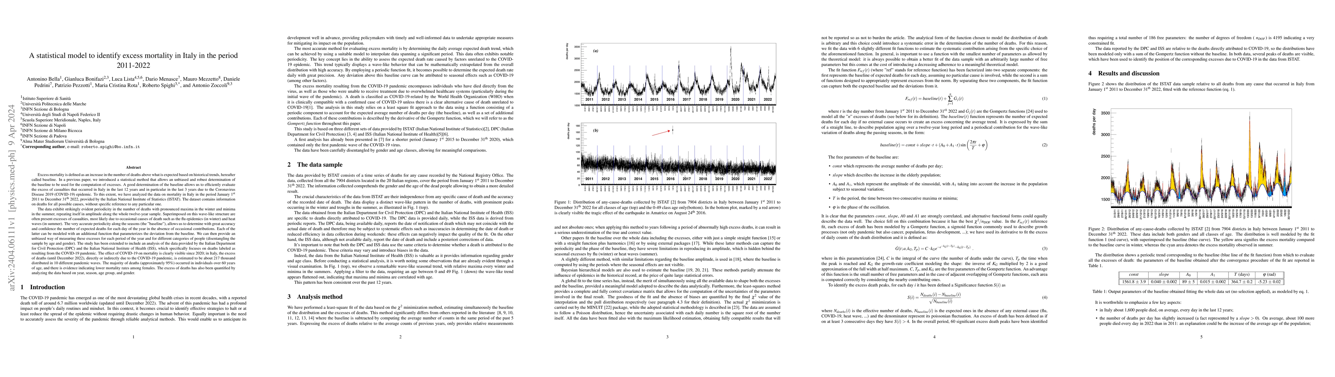 Thumbnail for A statistical model to identify excess mortality in Italy in the period
  2011-2022
