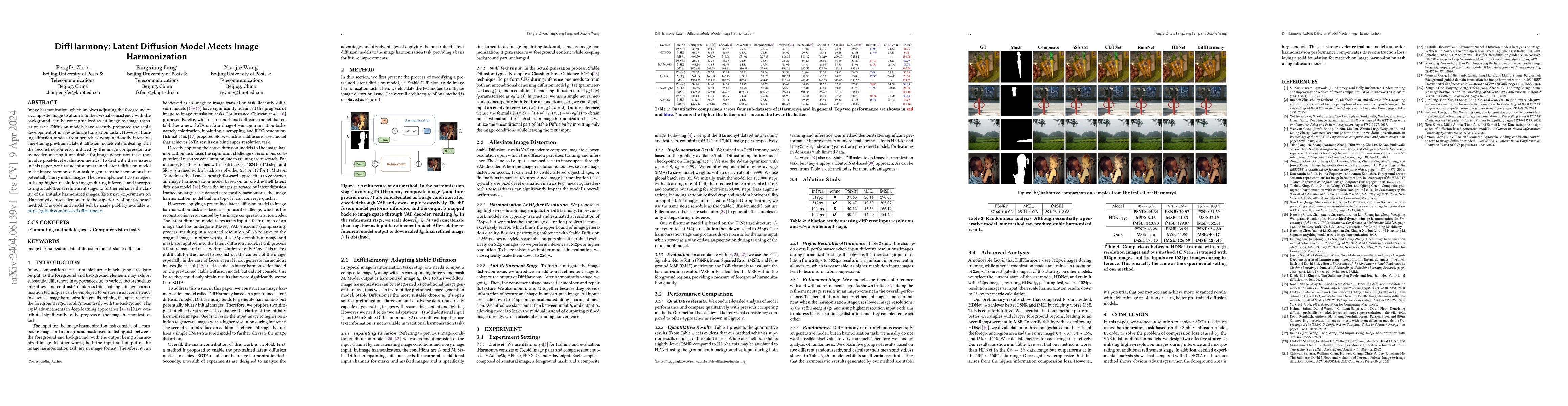 Thumbnail for DiffHarmony: Latent Diffusion Model Meets Image Harmonization