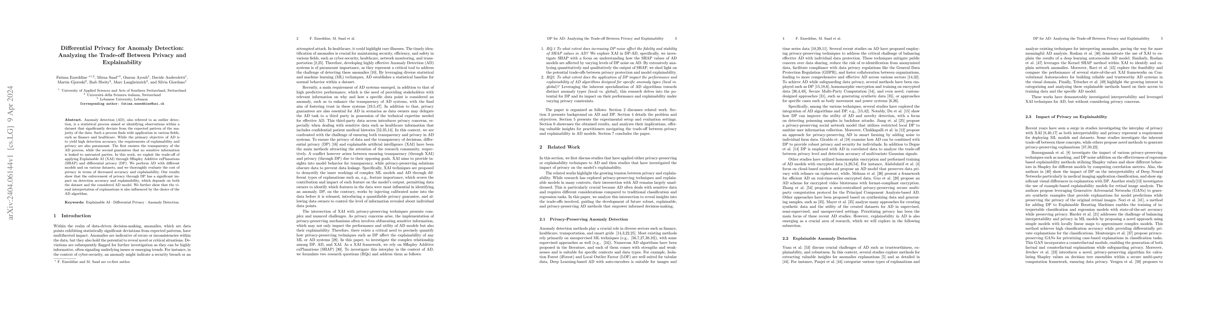 Thumbnail for Differential Privacy for Anomaly Detection: Analyzing the Trade-off
  Between Privacy and Explainability