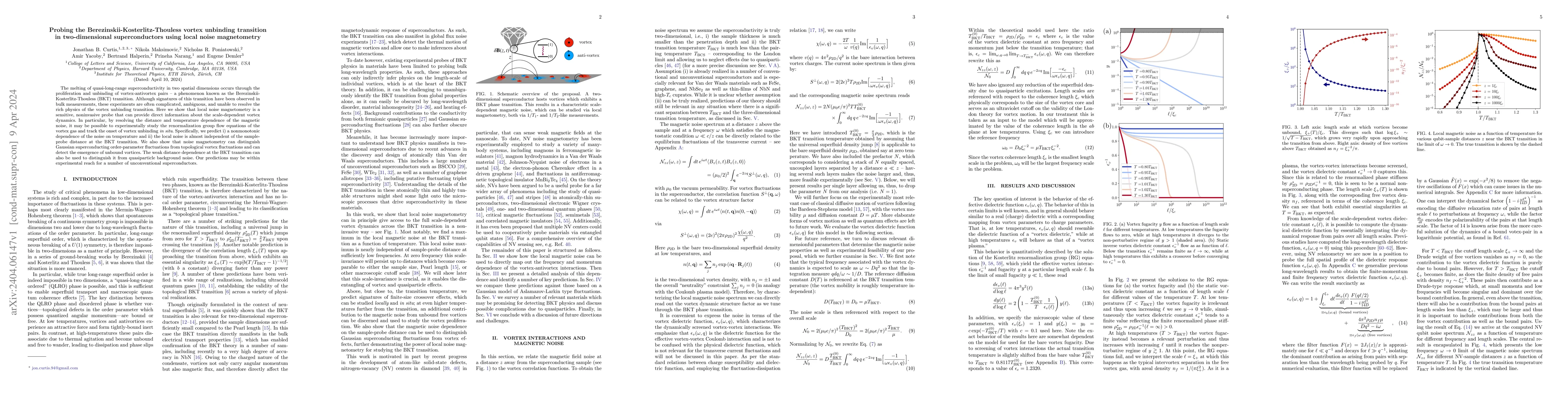 Thumbnail for Probing the Berezinskii-Kosterlitz-Thouless vortex unbinding transition
  in two-dimensional superconductors using local noise magnetometry