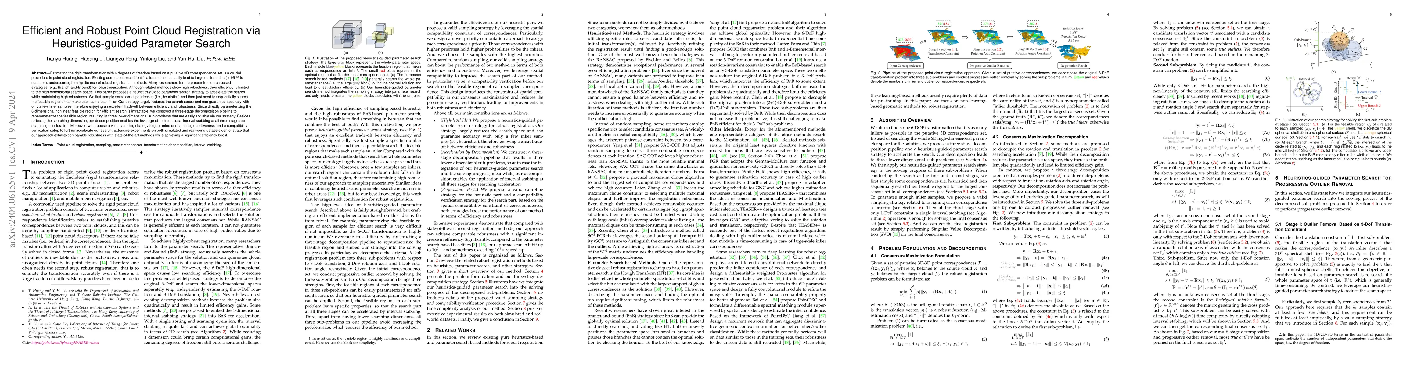 Thumbnail for Efficient and Robust Point Cloud Registration via Heuristics-guided
  Parameter Search