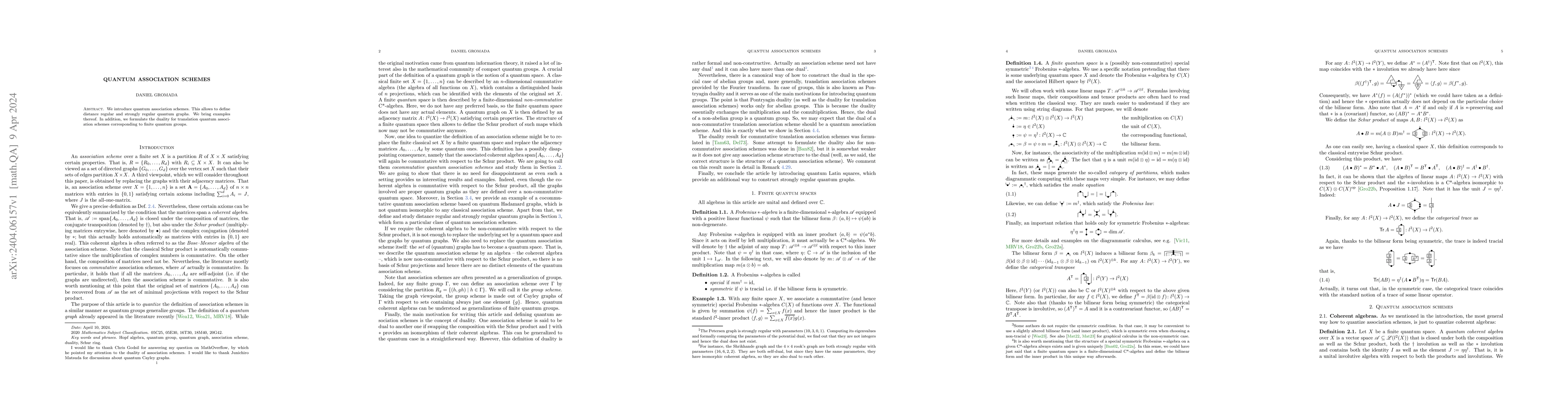 Thumbnail for Quantum association schemes