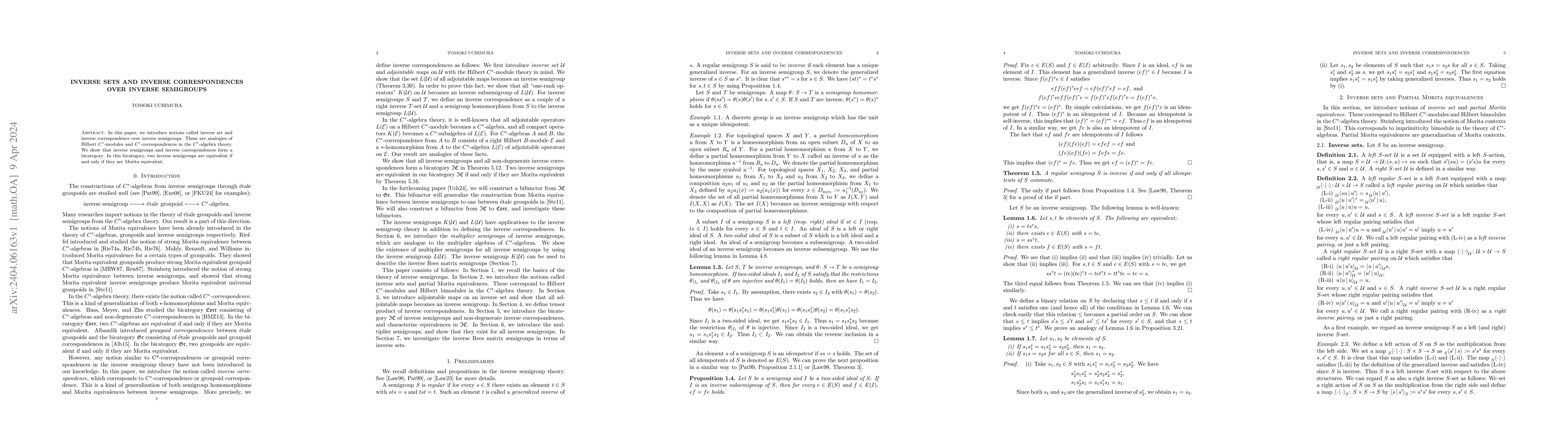 Thumbnail for Inverse Sets and Inverse Correspondences Over Inverse Semigroups