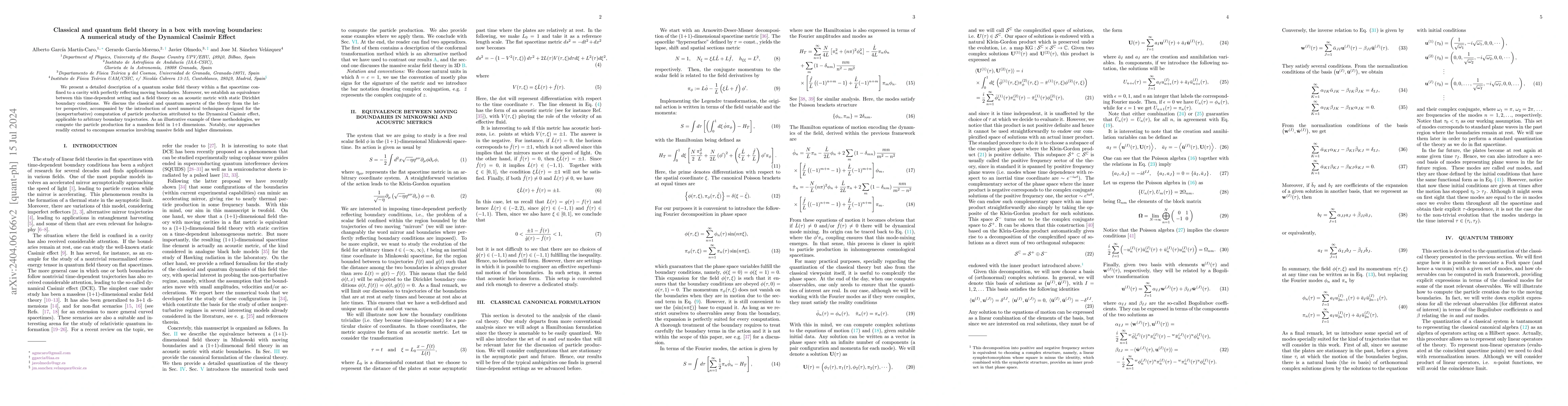 Thumbnail for Classical and quantum field theory in a box with moving boundaries: A
  numerical study of the Dynamical Casimir Effect
