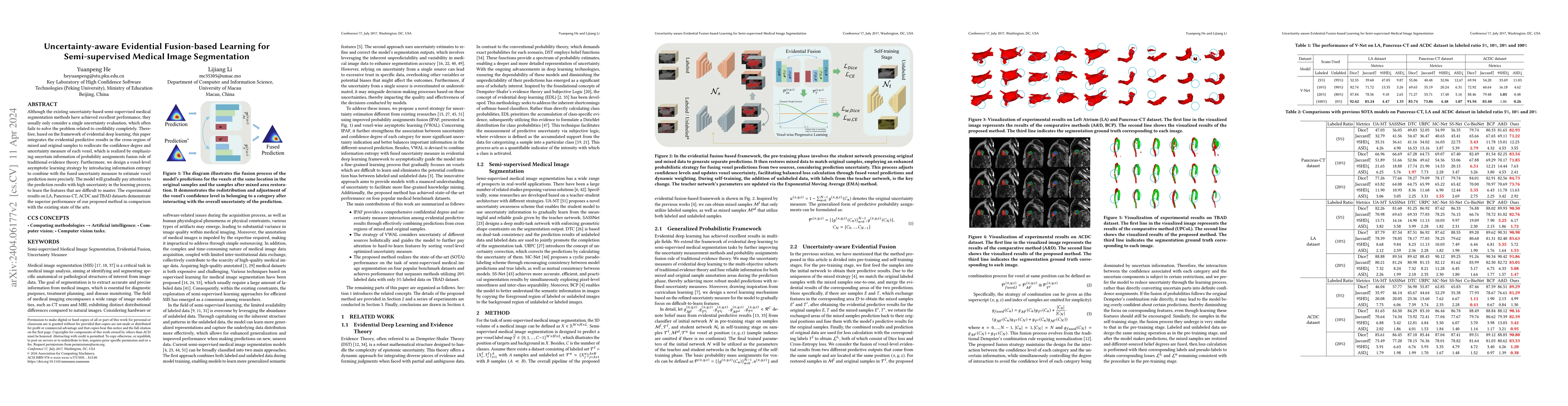 Thumbnail for Uncertainty-aware Evidential Fusion-based Learning for Semi-supervised
  Medical Image Segmentation