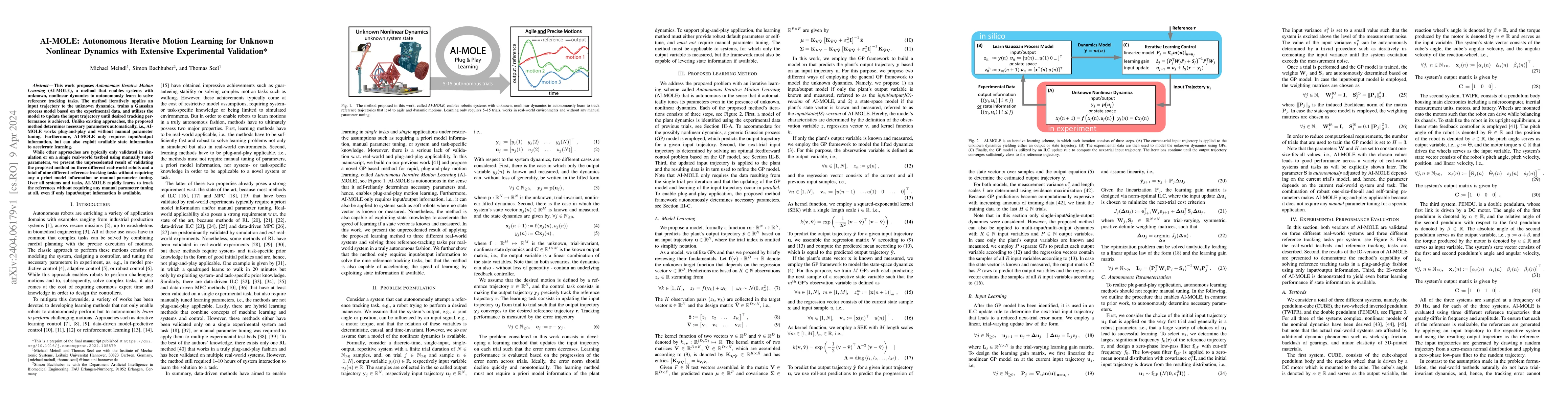 Thumbnail for AI-MOLE: Autonomous Iterative Motion Learning for Unknown Nonlinear
  Dynamics with Extensive Experimental Validation