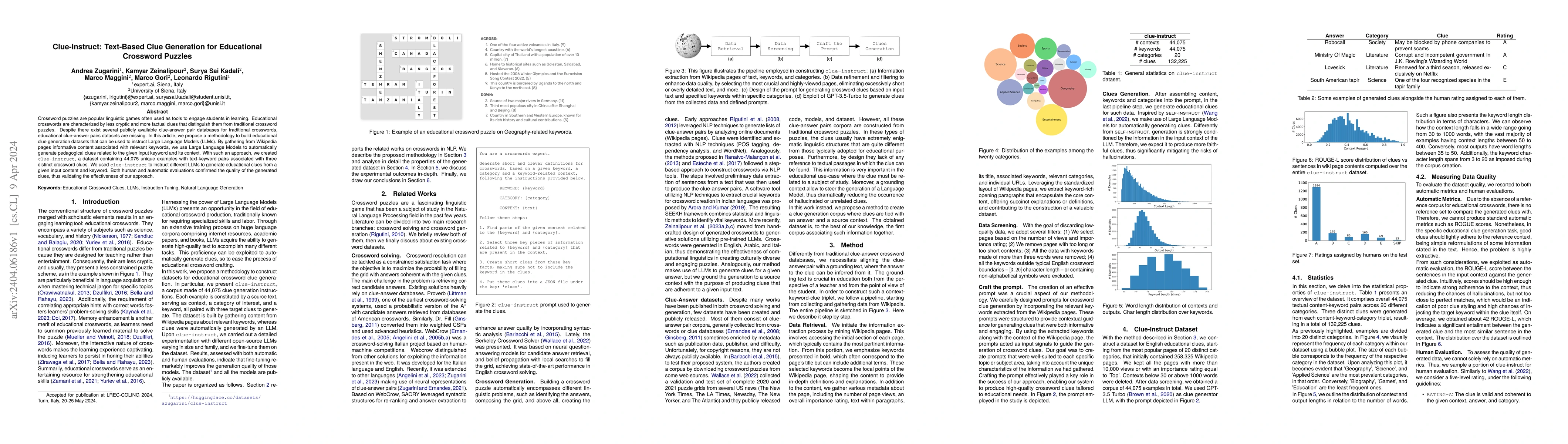 Thumbnail for Clue-Instruct: Text-Based Clue Generation for Educational Crossword
  Puzzles