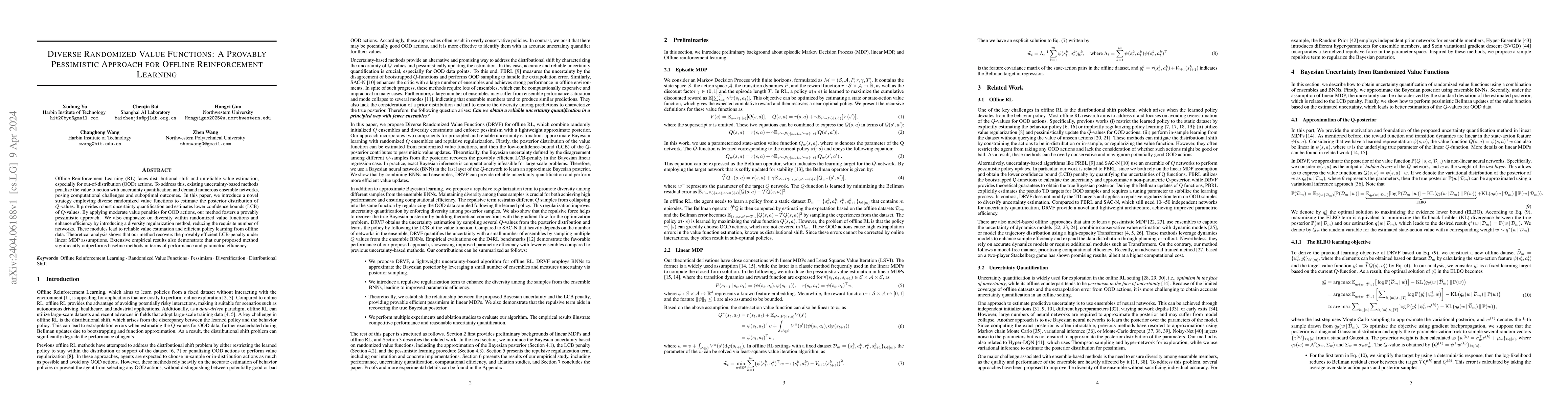 Thumbnail for Diverse Randomized Value Functions: A Provably Pessimistic Approach for
  Offline Reinforcement Learning