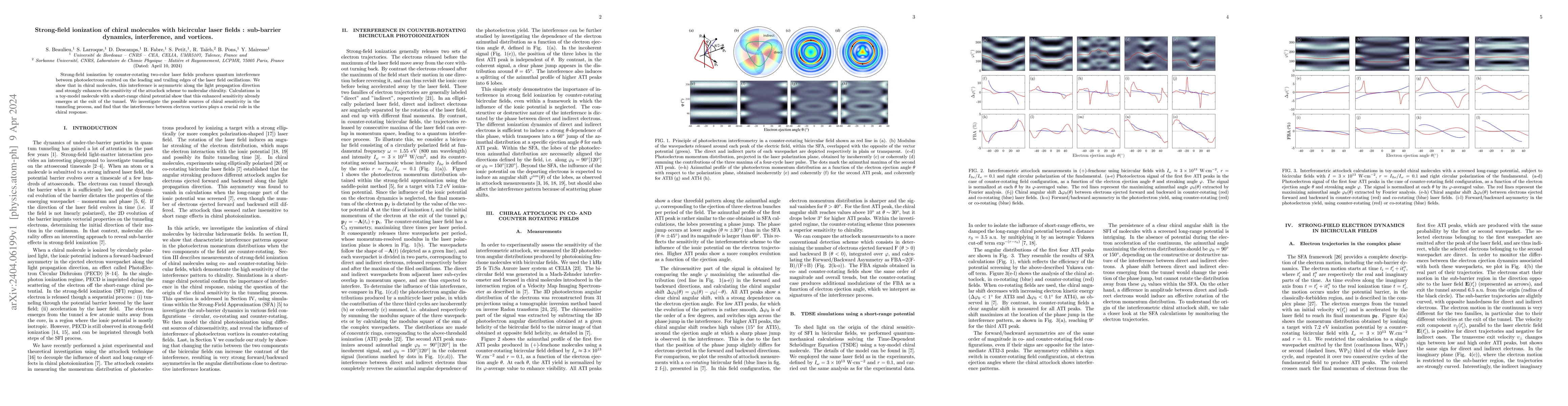 Thumbnail for Strong-field ionization of chiral molecules with bicircular laser fields
  : sub-barrier dynamics, interference, and vortices