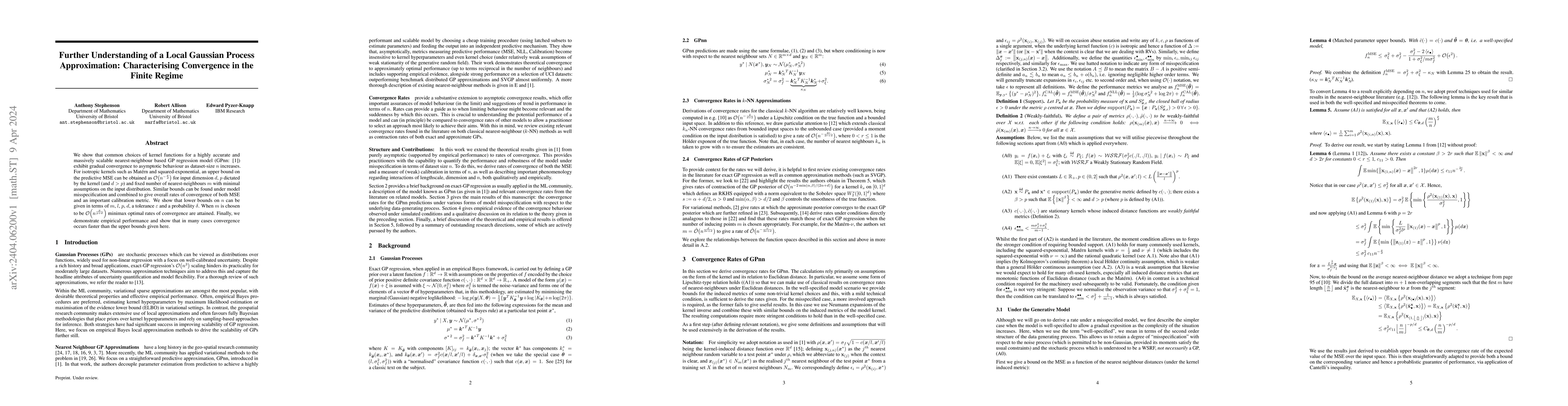 Thumbnail for Further Understanding of a Local Gaussian Process Approximation:
  Characterising Convergence in the Finite Regime