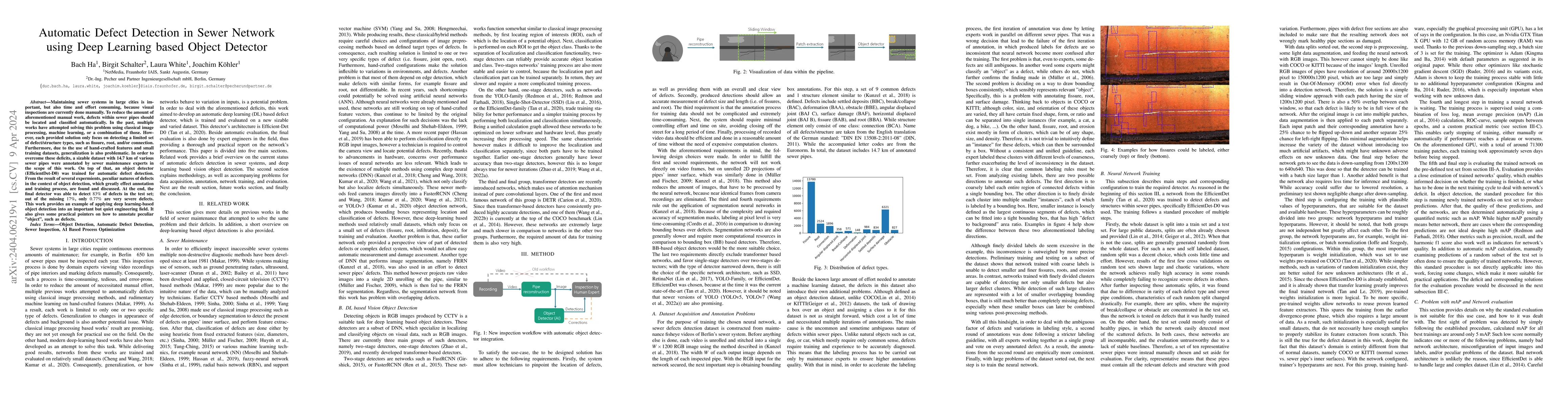 Thumbnail for Automatic Defect Detection in Sewer Network Using Deep Learning Based
  Object Detector