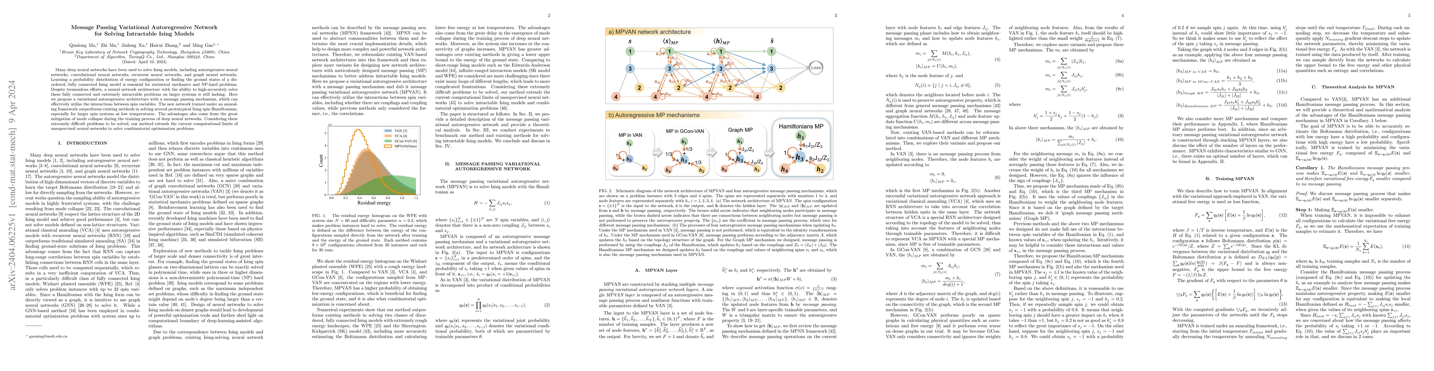 Thumbnail for Message Passing Variational Autoregressive Network for Solving
  Intractable Ising Models