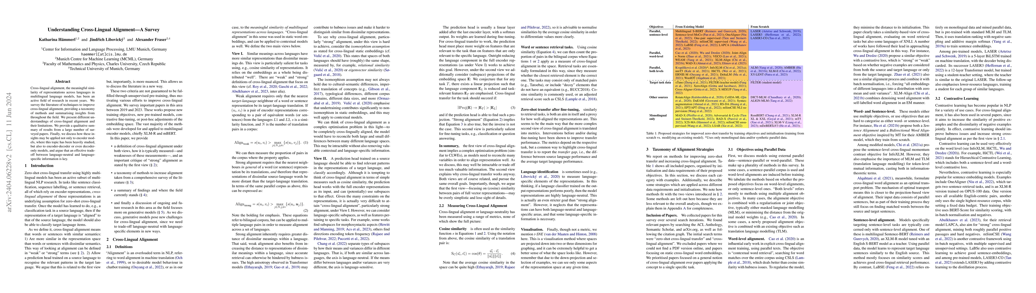 Thumbnail for Understanding Cross-Lingual Alignment -- A Survey