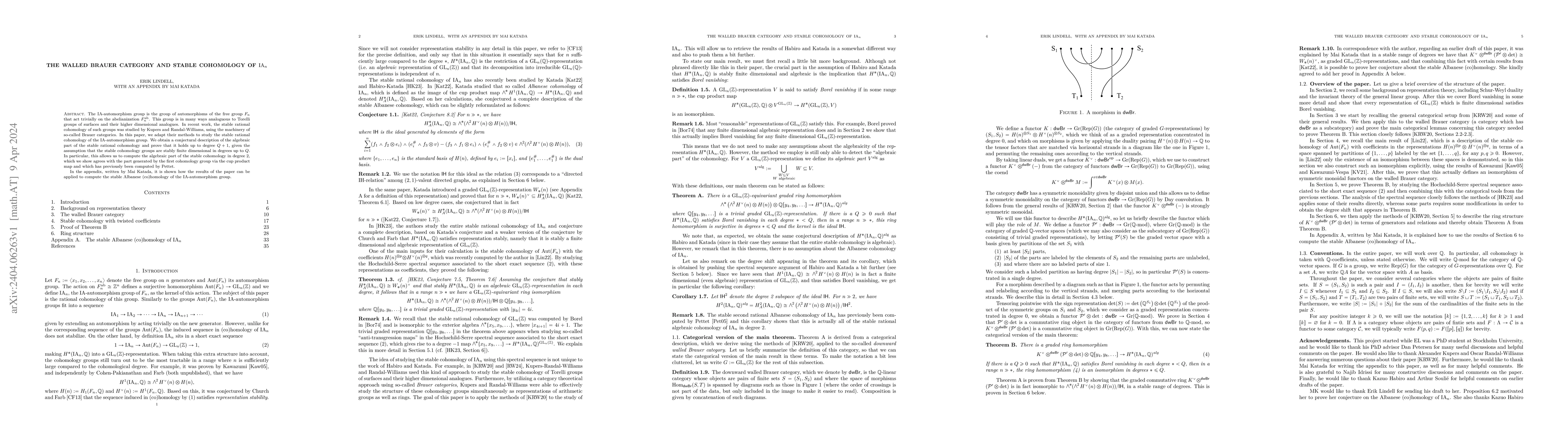 Thumbnail for The walled Brauer category and stable cohomology of $\mathrm{IA}_n$