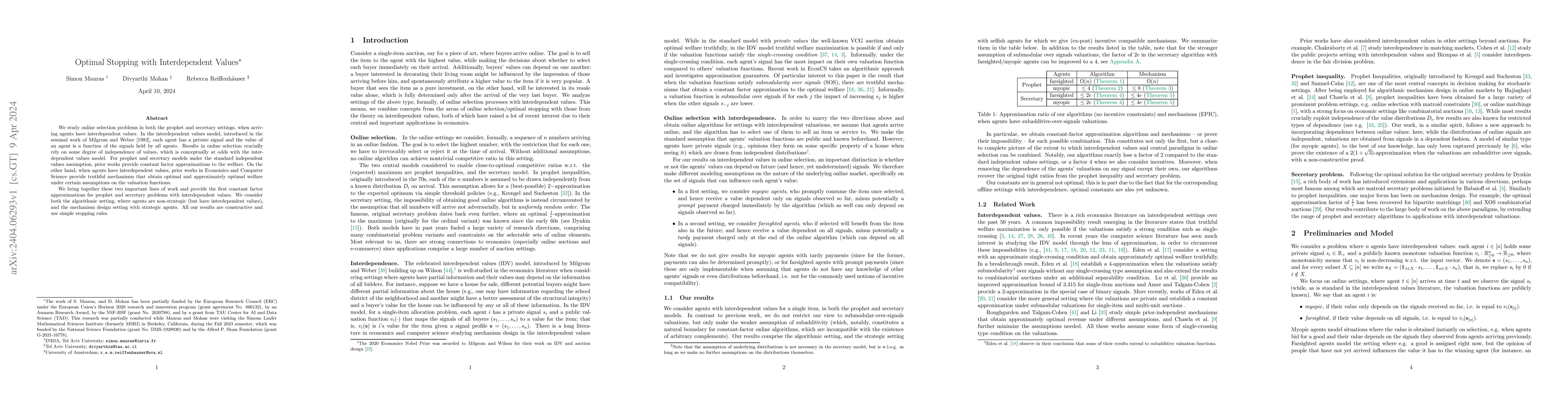 Thumbnail for Optimal Stopping with Interdependent Values