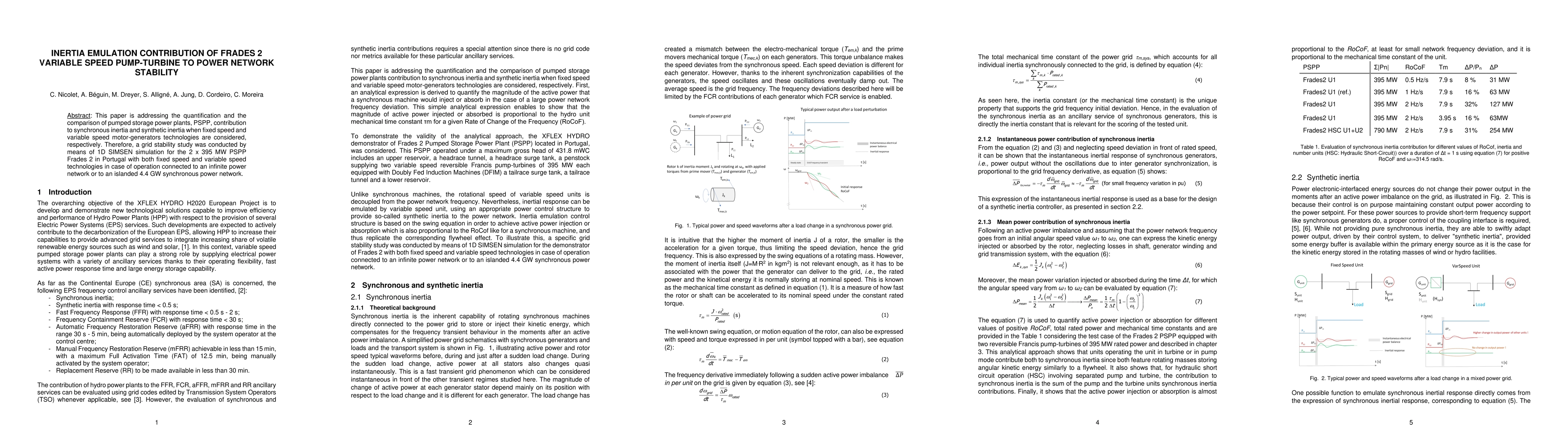 Thumbnail for Inertia emulation contribution of Frades 2 variable speed pump-turbine
  to power network stability