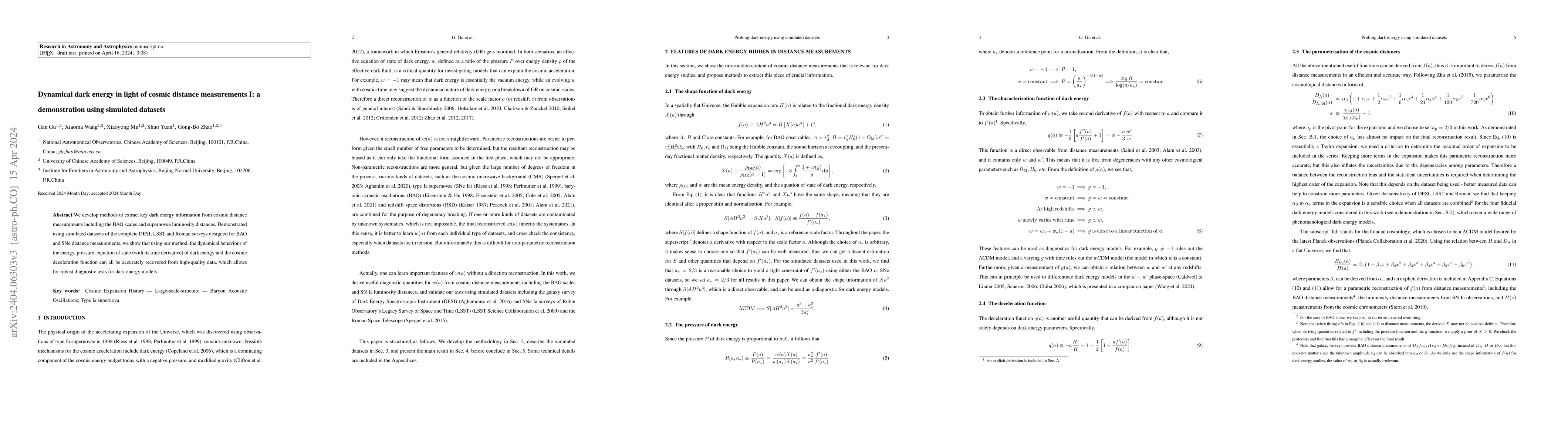 Thumbnail for Dynamical dark energy in light of cosmic distance measurements I: a
  demonstration using simulated datasets
