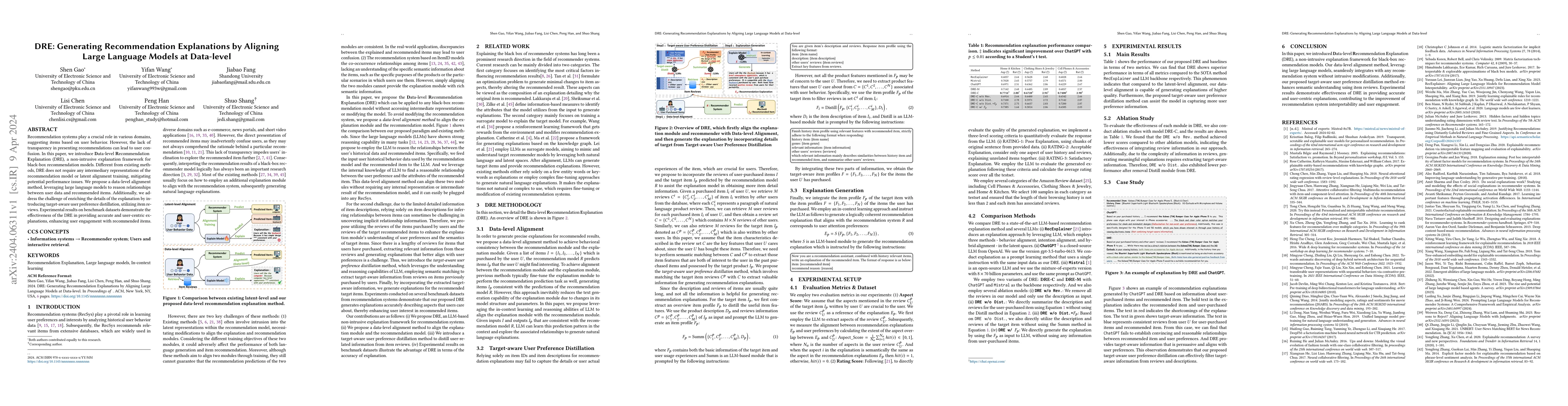 Thumbnail for DRE: Generating Recommendation Explanations by Aligning Large Language
  Models at Data-level