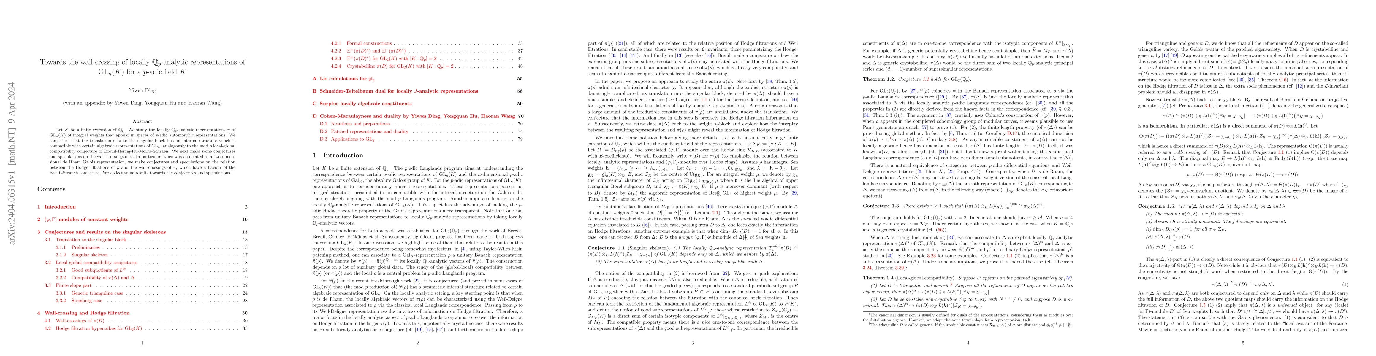 Thumbnail for Towards the wall-crossing of locally $\mathbb{Q}_p$-analytic
  representations of $\mathrm{GL}_n(K)$ for a $p$-adic field $K$