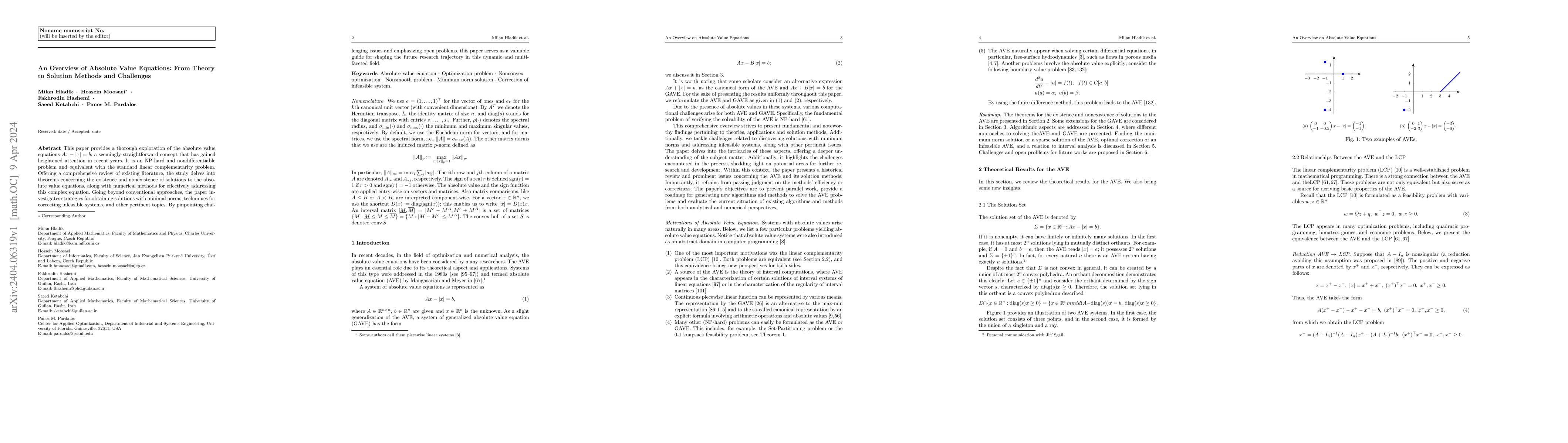 Thumbnail for An Overview of Absolute Value Equations: From Theory to Solution Methods
  and Challenges