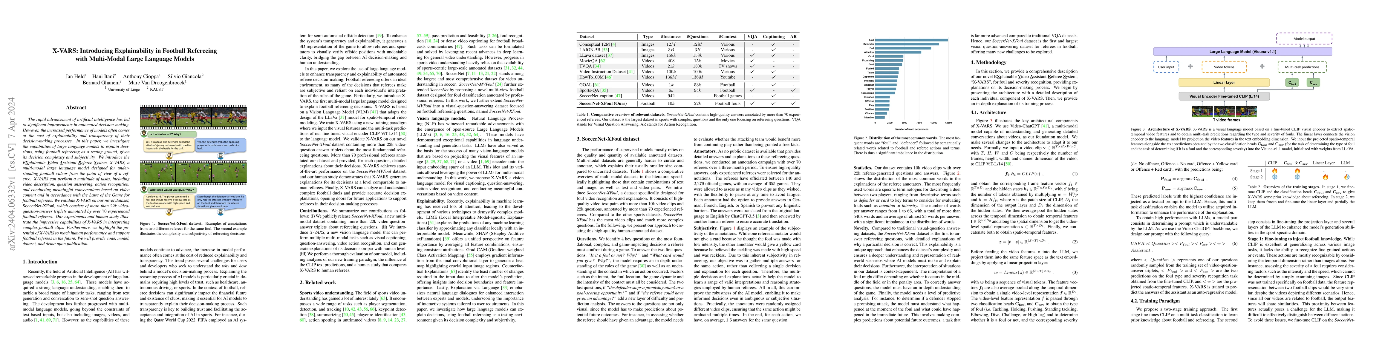 Thumbnail for X-VARS: Introducing Explainability in Football Refereeing with
  Multi-Modal Large Language Model