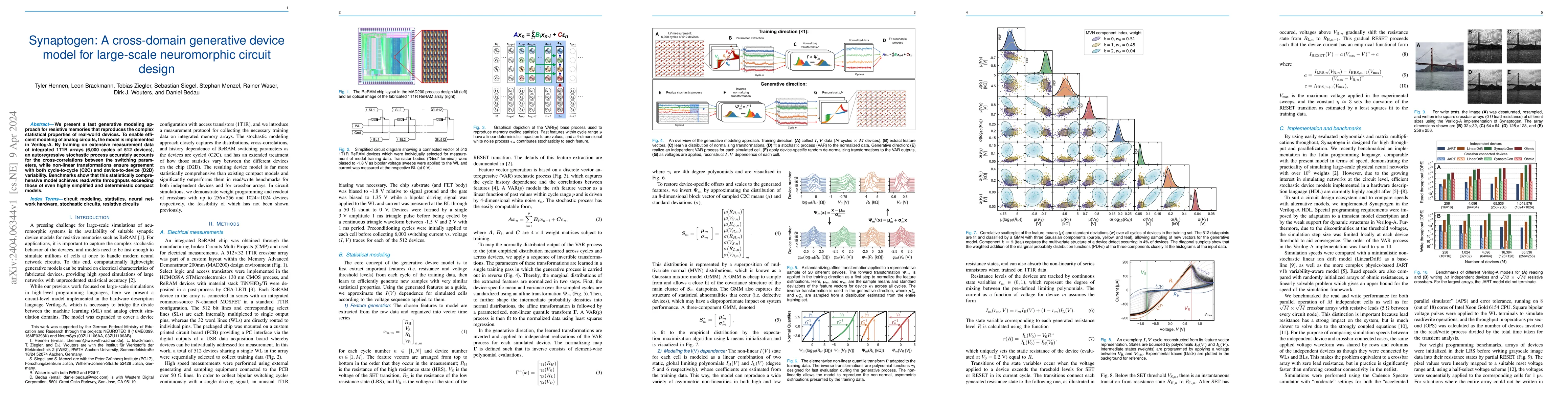 Thumbnail for Synaptogen: A cross-domain generative device model for large-scale
  neuromorphic circuit design