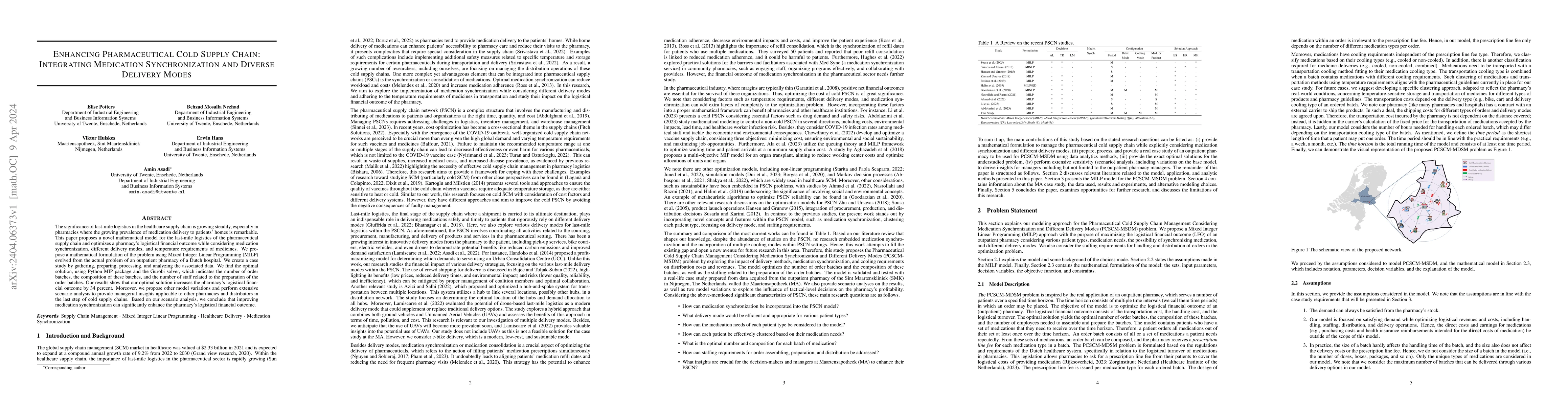 Thumbnail for Enhancing Pharmaceutical Cold Supply Chain: Integrating Medication
  Synchronization and Diverse Delivery Modes