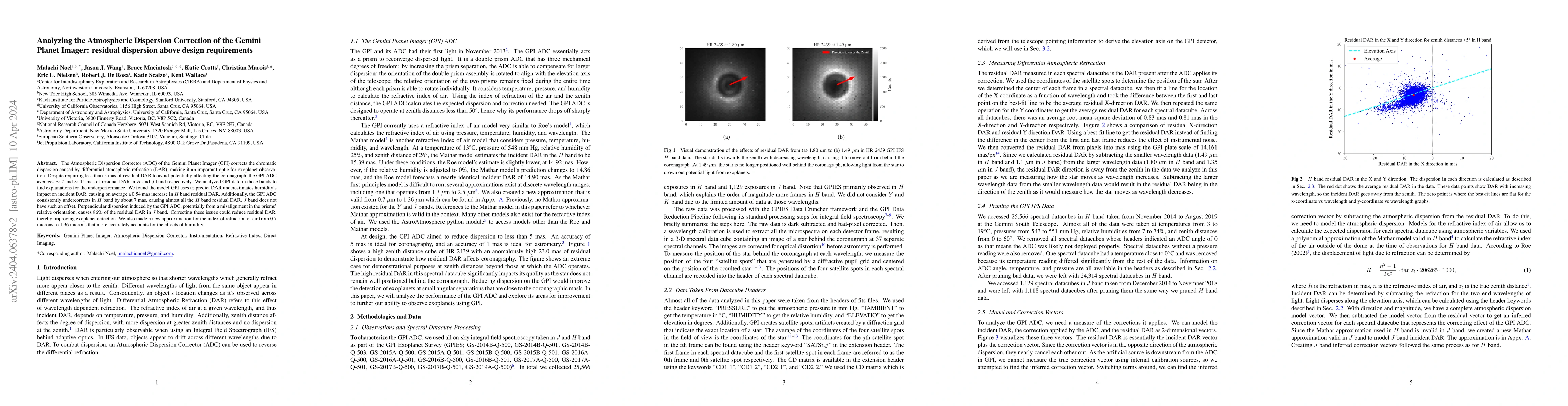 Thumbnail for Analyzing the Atmospheric Dispersion Correction of the Gemini Planet
  Imager: residual dispersion above design requirements