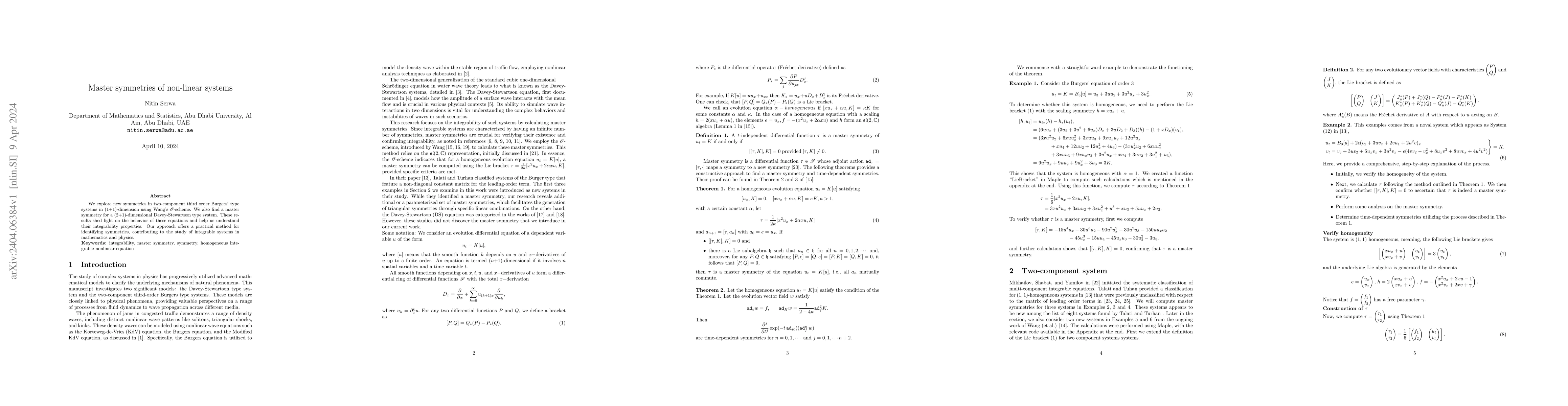 Thumbnail for Master symmetries of non-linear systems