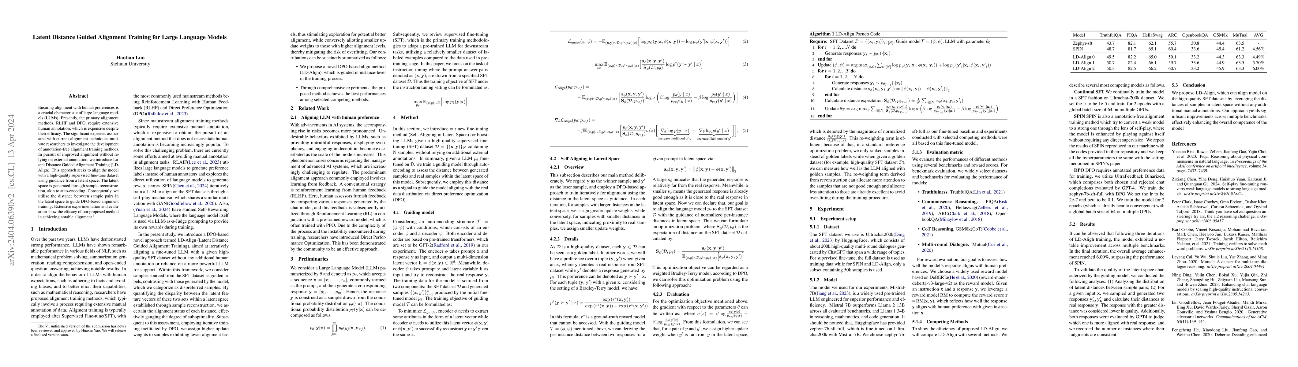 Thumbnail for Latent Distance Guided Alignment Training for Large Language Models