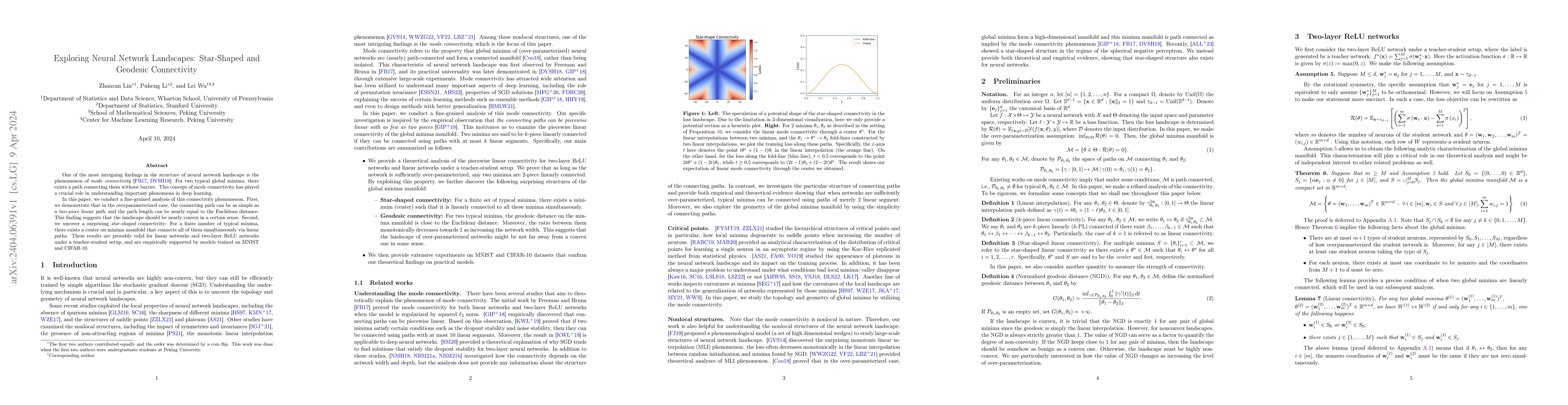 Thumbnail for Exploring Neural Network Landscapes: Star-Shaped and Geodesic
  Connectivity