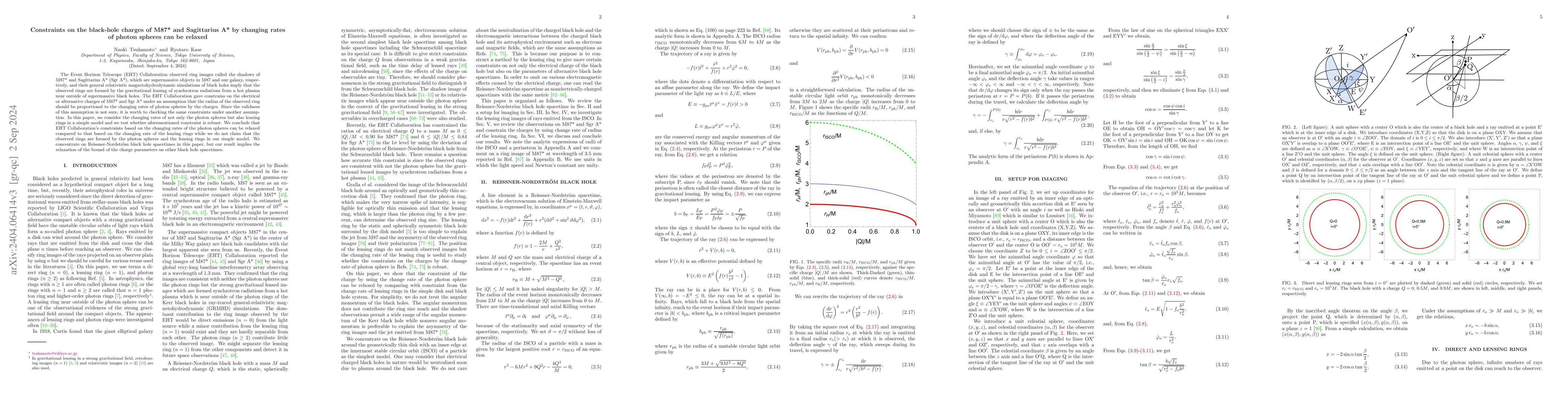 Thumbnail for Constraints on the black-hole charges of M87* and Sagittarius A* by
  changing rates of photon spheres can be relaxed