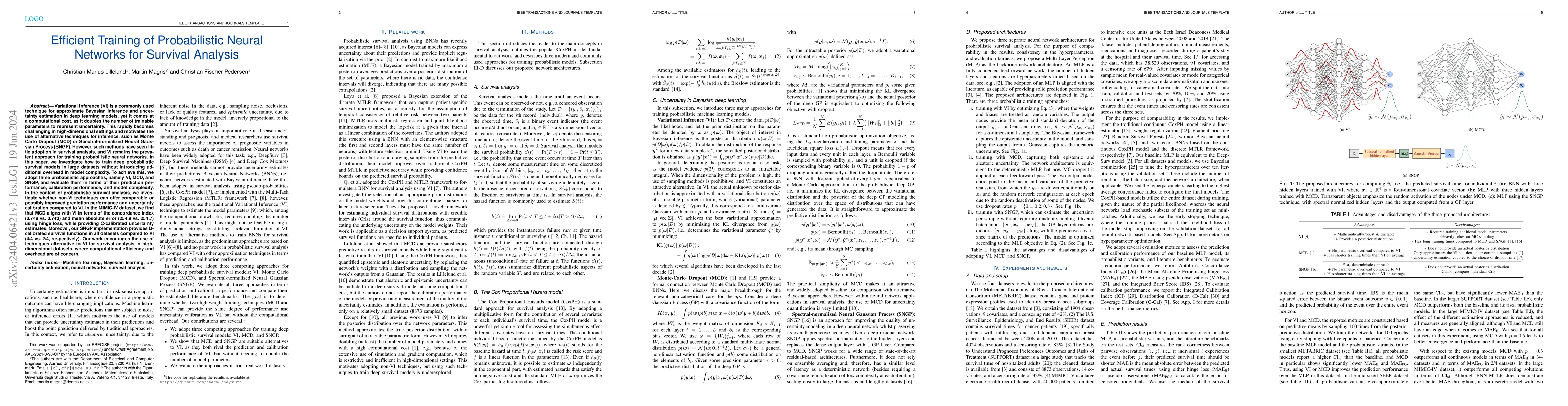 Thumbnail for Efficient Training of Probabilistic Neural Networks for Survival
  Analysis
