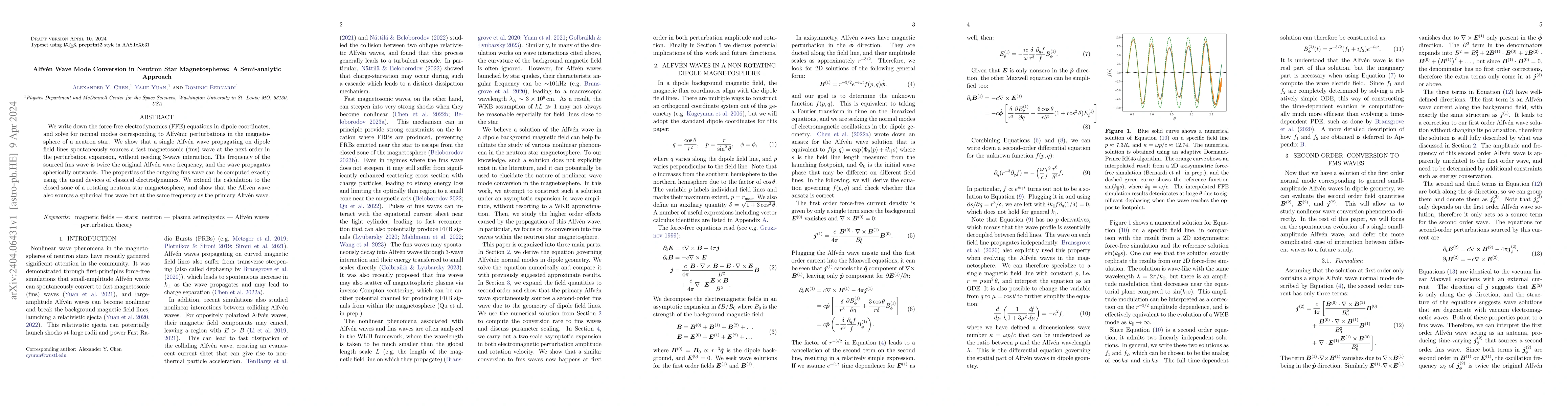 Thumbnail for Alfven Wave Mode Conversion in Neutron Star Magnetospheres: A
  Semi-analytic Approach