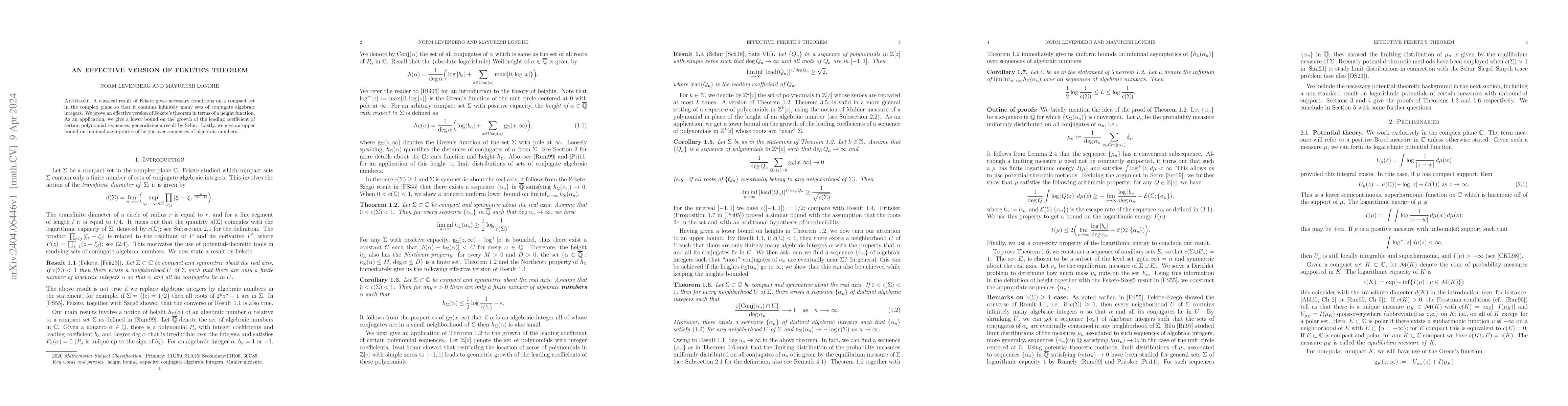 Thumbnail for An effective version of Fekete's theorem