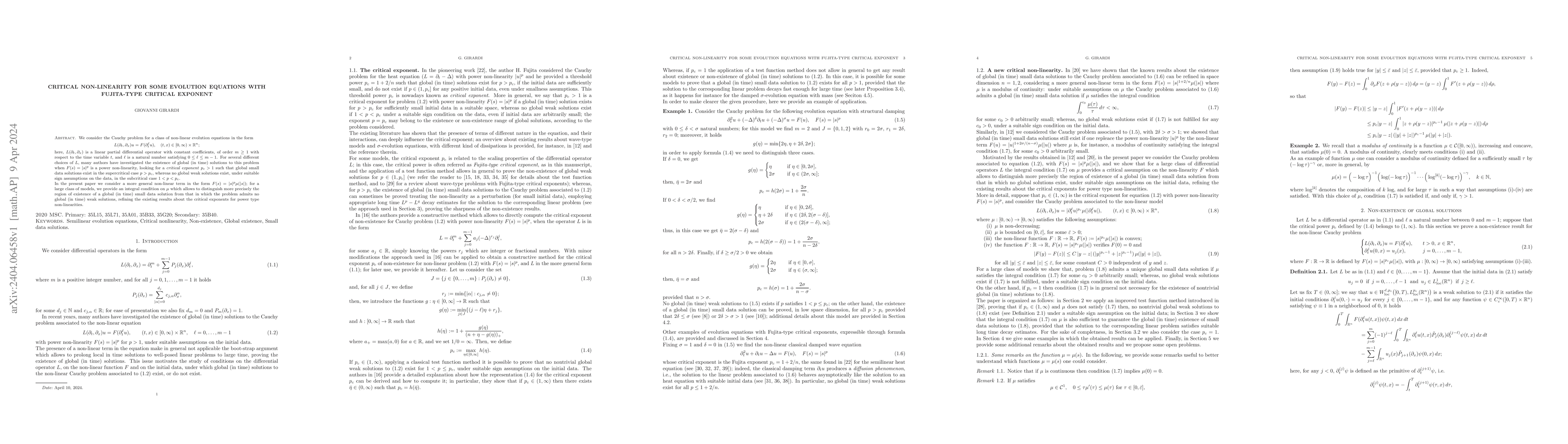 Thumbnail for Critical non-linearity for some evolution equations with Fujita-type
  critical exponent