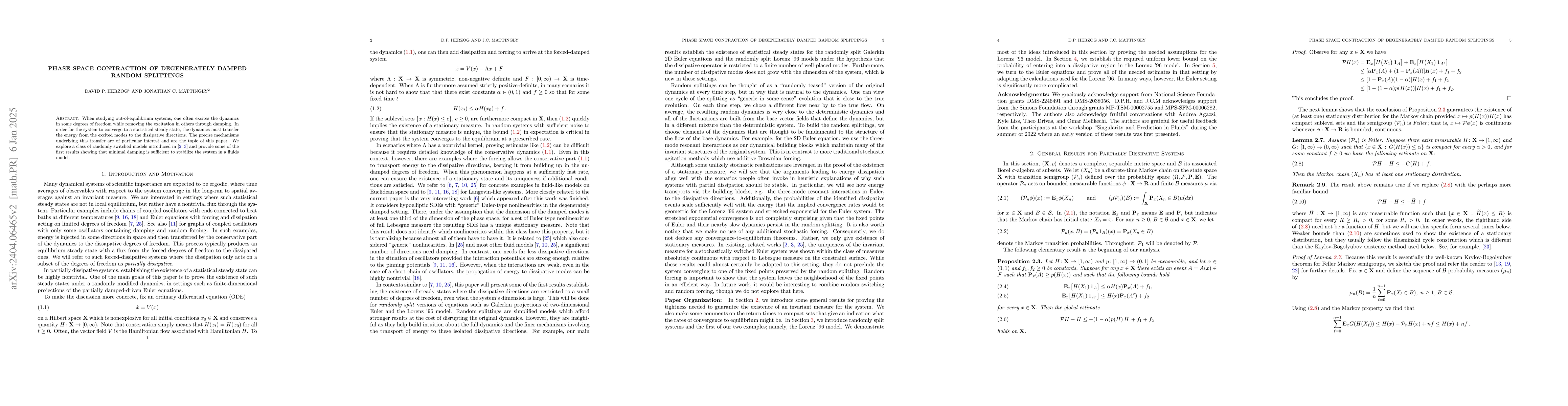 Thumbnail for Phase space contraction of degenerately damped random splittings