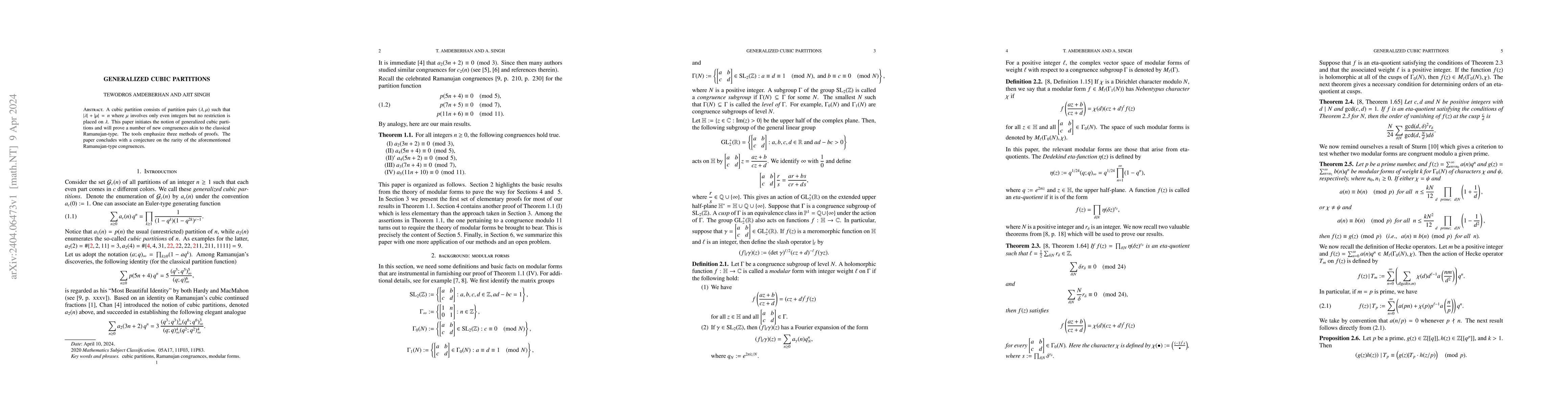 Thumbnail for Generalized cubic partitions