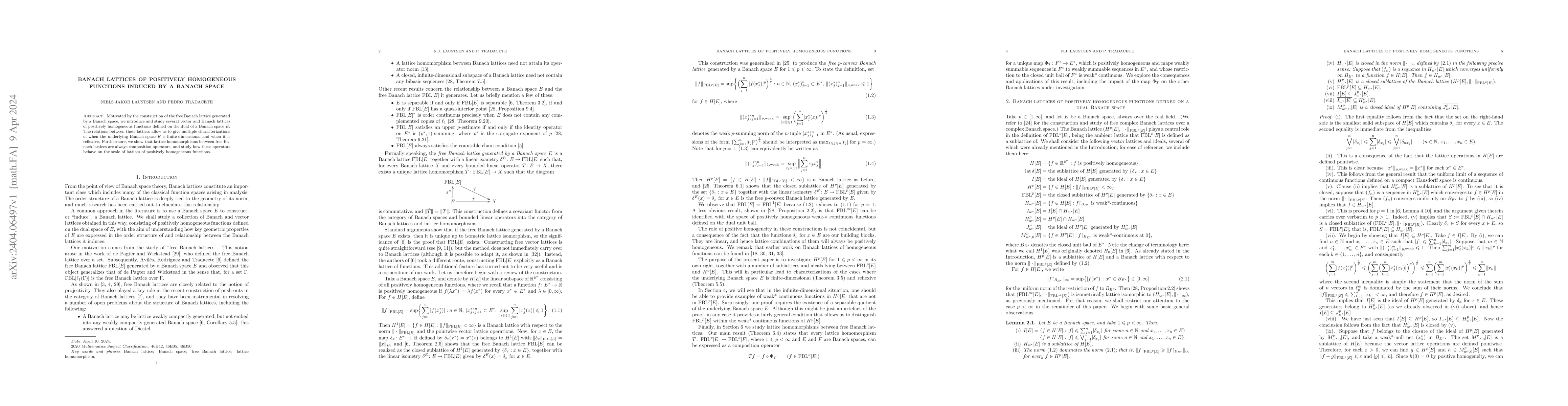 Thumbnail for Banach lattices of positively homogeneous functions induced by a Banach
  space
