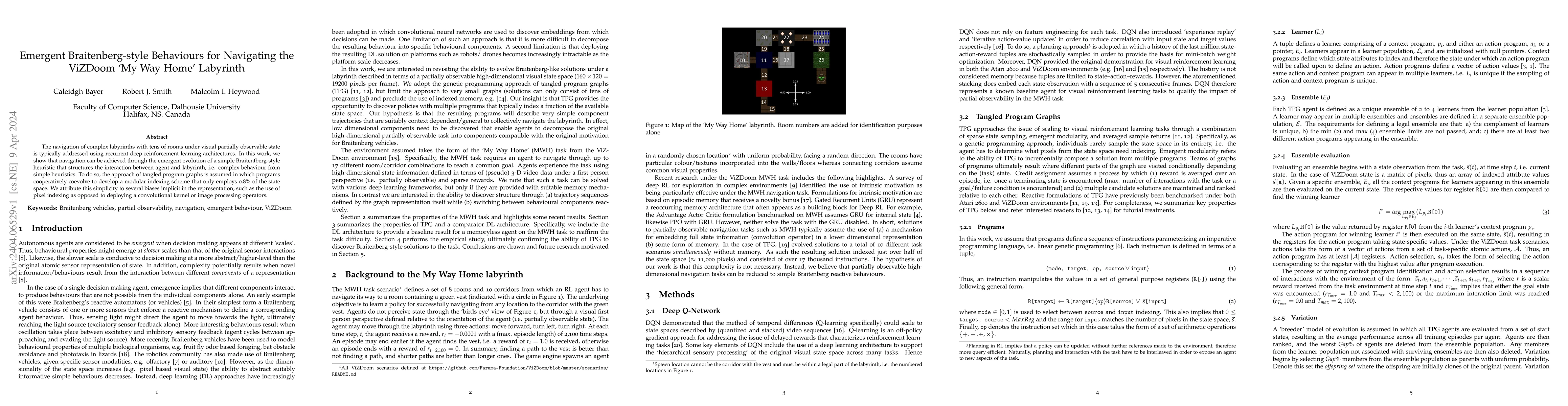 Thumbnail for Emergent Braitenberg-style Behaviours for Navigating the ViZDoom `My Way
  Home' Labyrinth