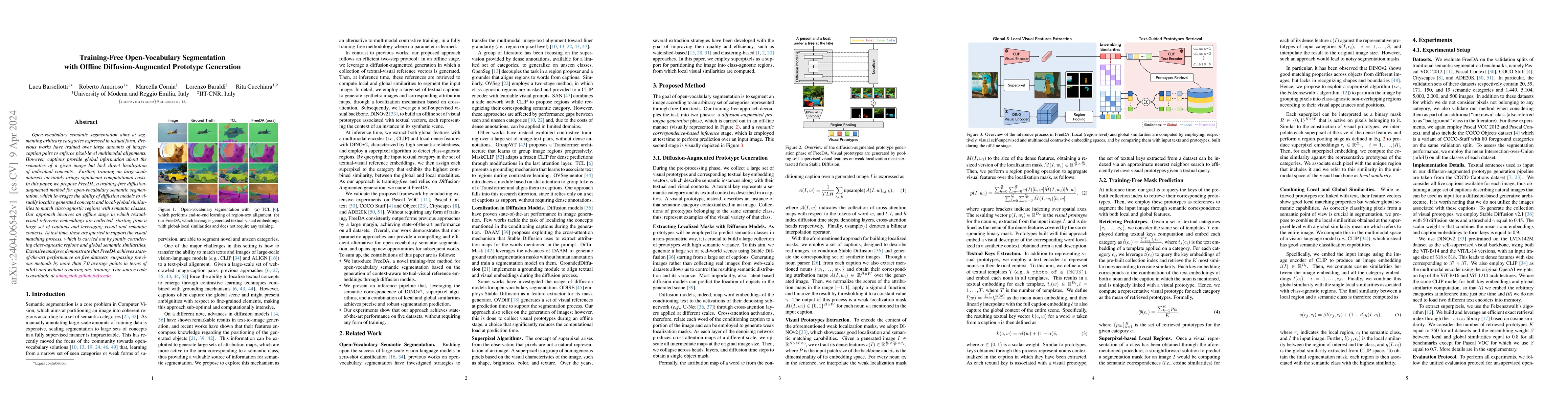 Thumbnail for Training-Free Open-Vocabulary Segmentation with Offline
  Diffusion-Augmented Prototype Generation