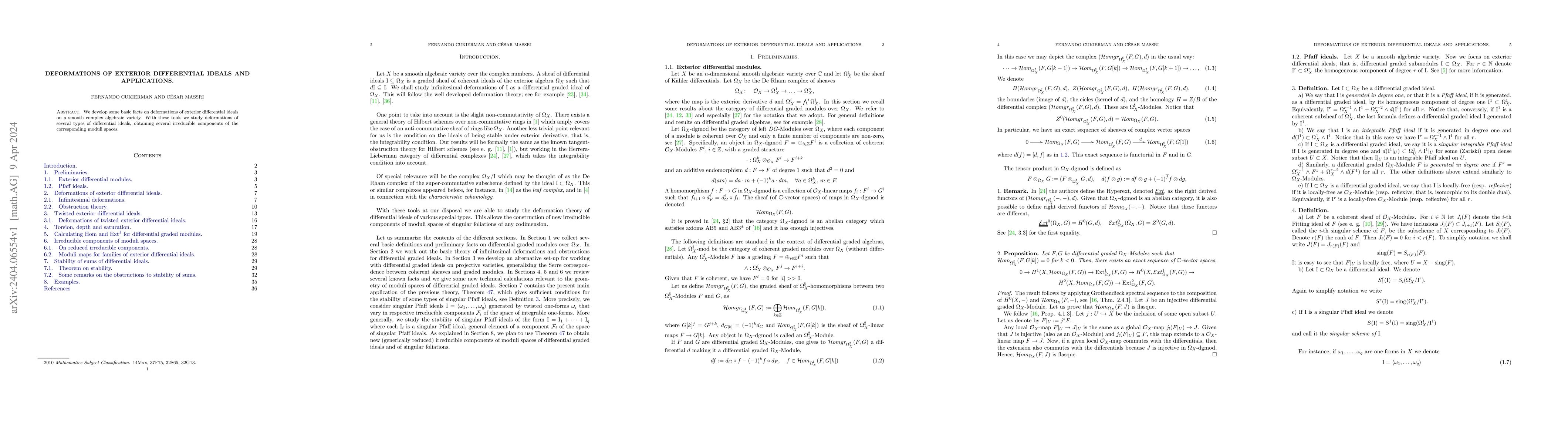Thumbnail for Deformations of exterior differential ideals and applications